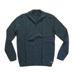 Superdry Quarter Zip Sweater Medium Grey Wool Blend